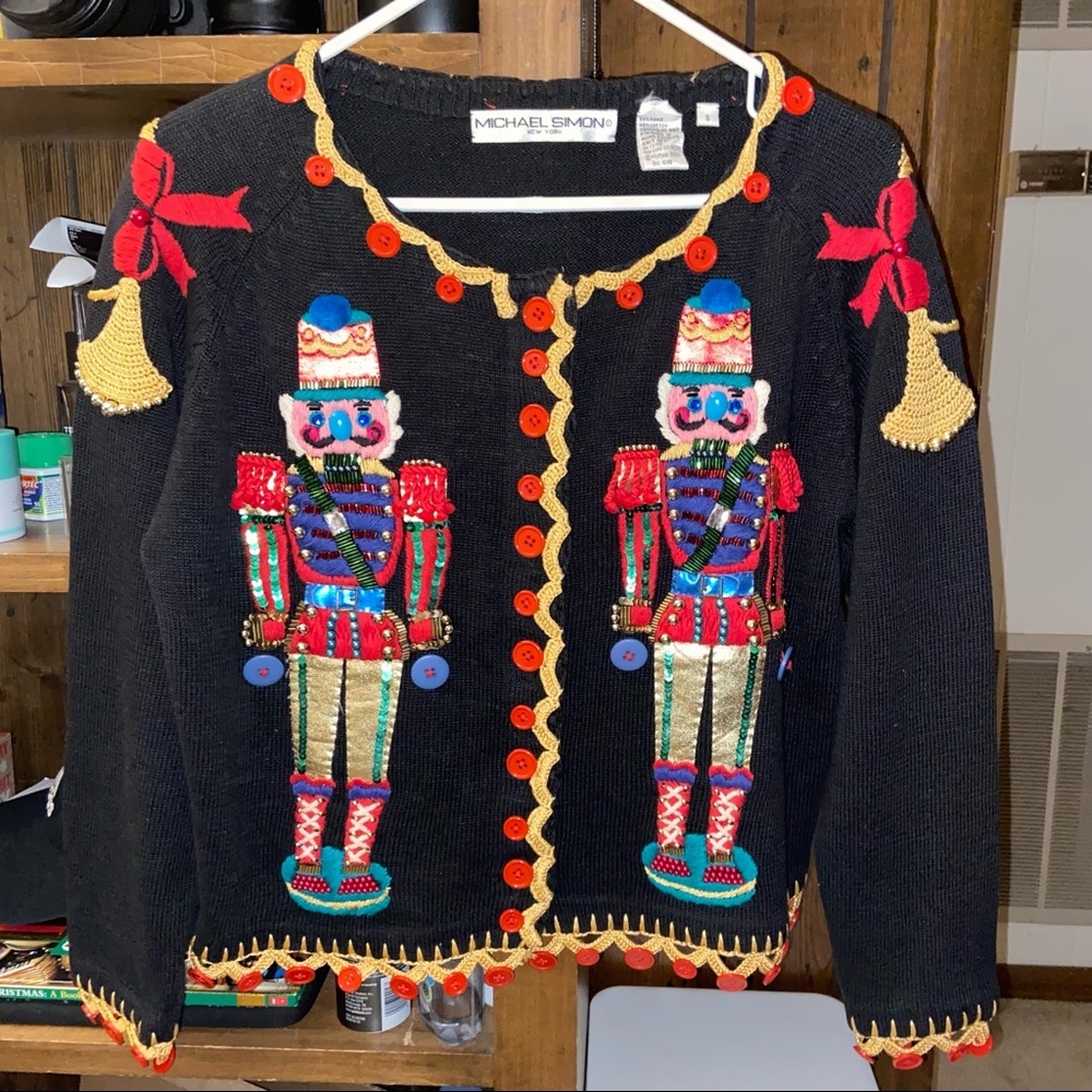 Michael Simon Christmas Sweater Ugly Sweater size small fits medium too